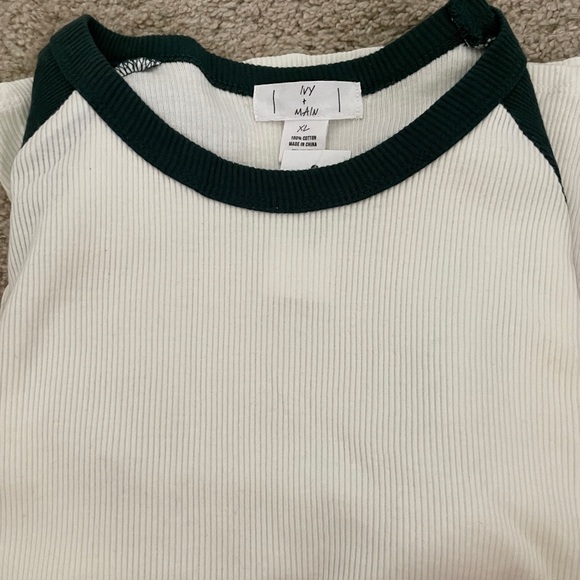 Green and White Baseball Long sleeve top. - Picture 2 of 2
